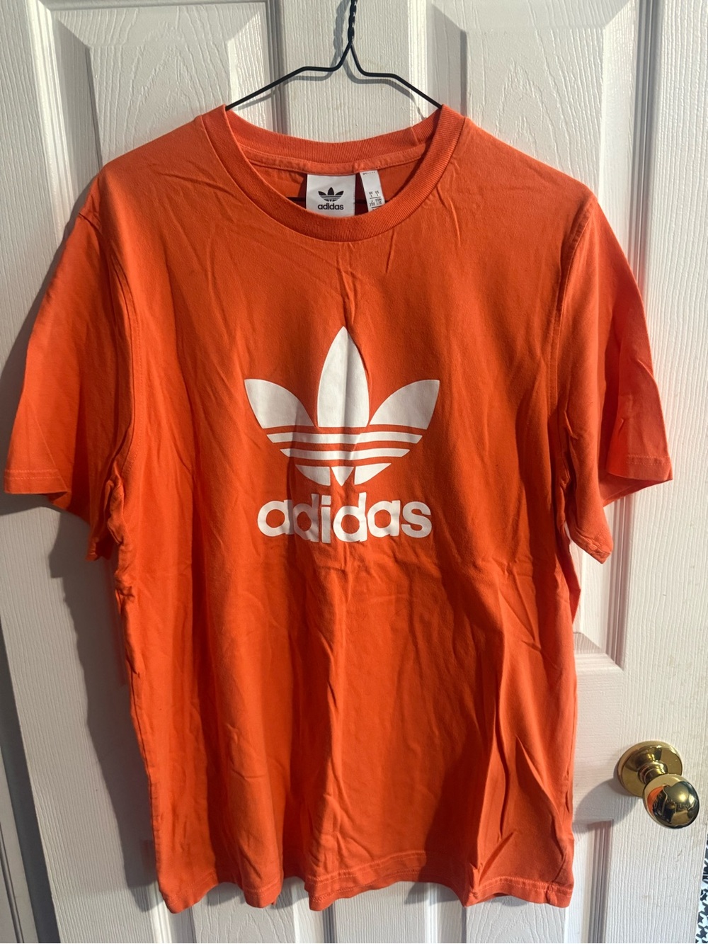 adidas Orange Trefoil Logo Short Sleeve Tee